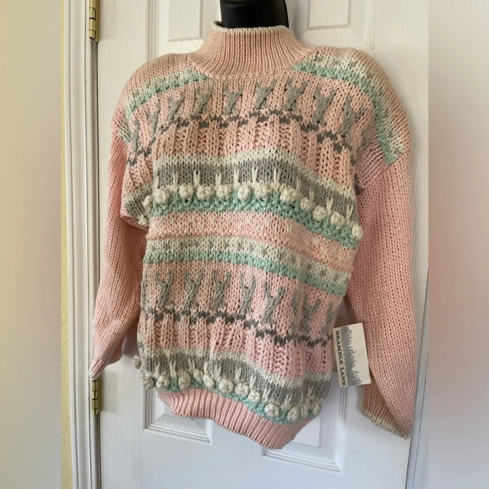 80s,NEW W/ TAGS! Vintage handknit pastel sweater!🤗MEDIUM